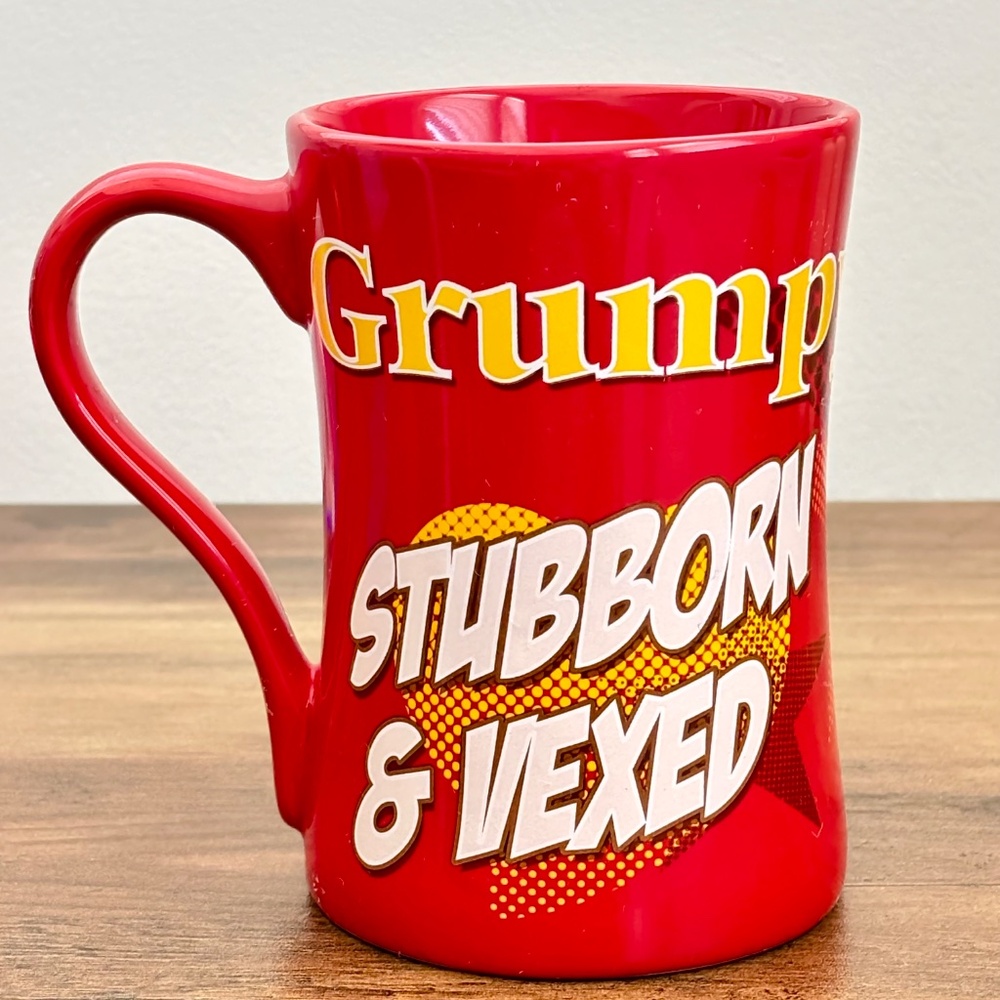 Disney Store 7 Dwarfs GRUMPY Stubborn & Vexed Coffee Tea Cup Mug 16 oz Red NEW - Picture 3 of 7